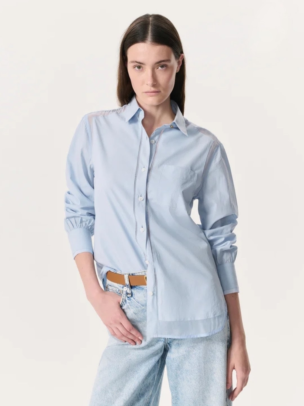 Rag & Bone Maxine Poplin-Organza Shirt - Size S